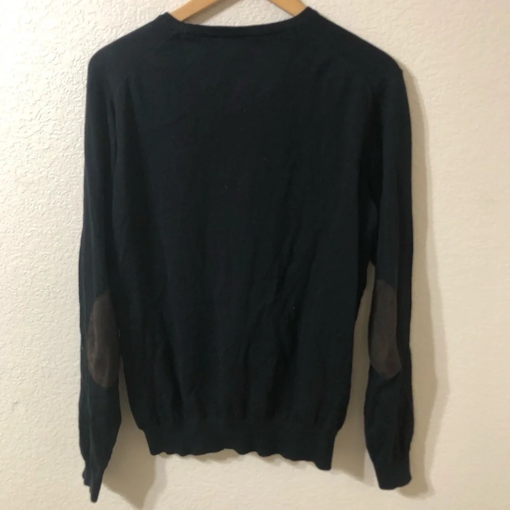 Lorenzoni Men's Extra Fine Cotton Black Crewneck Sweater Made in Italy Medium